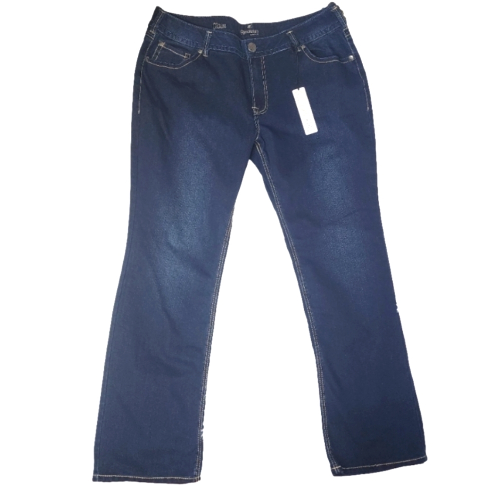 NWT Revolution By Rickis, Classic Rise Relaxed Bootcut, Plus Size 35, L 33